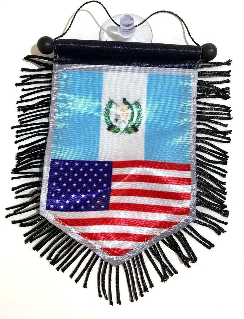 PRK 14 Guatemala American mini banner sports flag for car and home decoration door window wall small flag hanging decor accessories sticks to glass quick easy (Guatemala USA 01) - Image 2